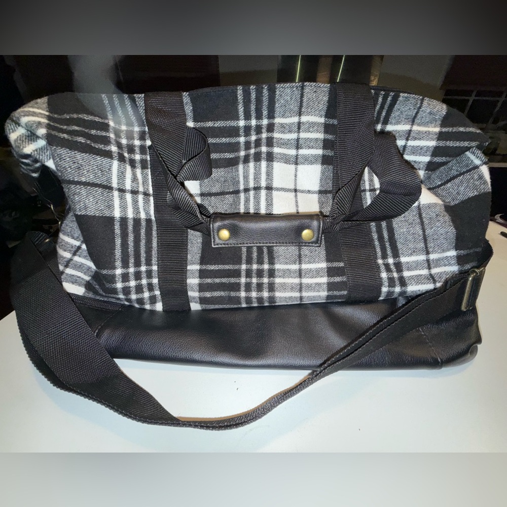 Plaid Black and White Tote Bag